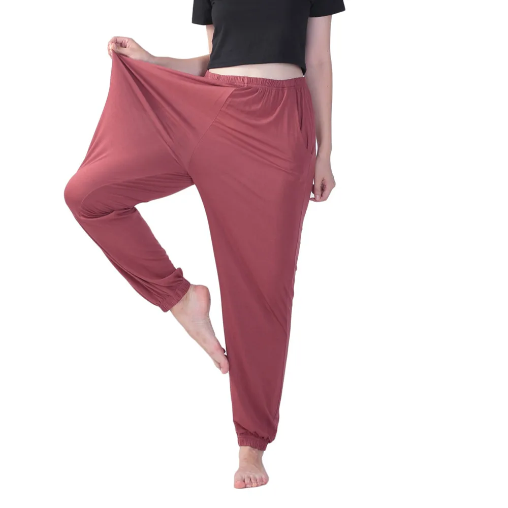 Fdfklak Spring Cotton Women Sleep bottoms Female Loose 3XL-7XL Plus Size Nighty Trousers Sleepwear Wine Red Pajama Pants