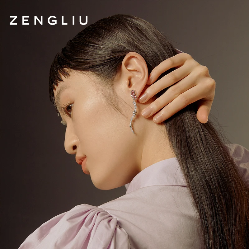 

Zengliu Designer Butterfly Earrings 925 Silver Stud Earrings Female 2021 New Trendy Temperament Long Star Earrings