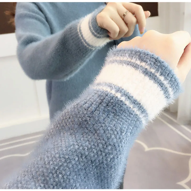 Женская Повседневная Водолазка с длинным рукавом пуловер большого размера