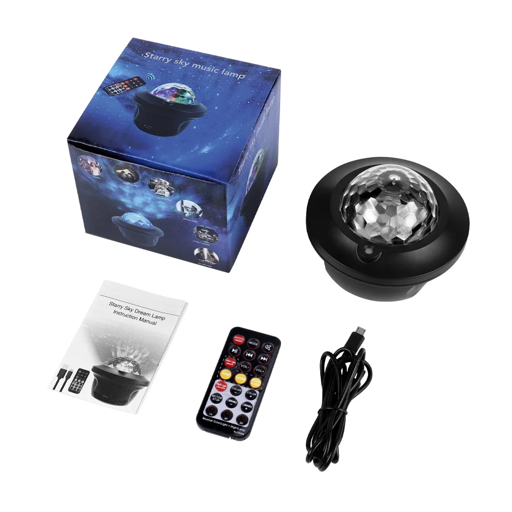 LED Galaxy Projector Ocean Wave Night Light Music Player Remote Star Rotating Gift For Kids Bedroom Lamp | Освещение