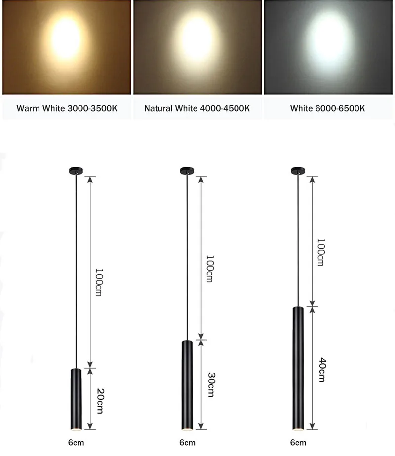 

LED Pendant Lamp Long Tube Cylinder light Kitchen Dining room living room Front desk Bedroom Decoration illumination