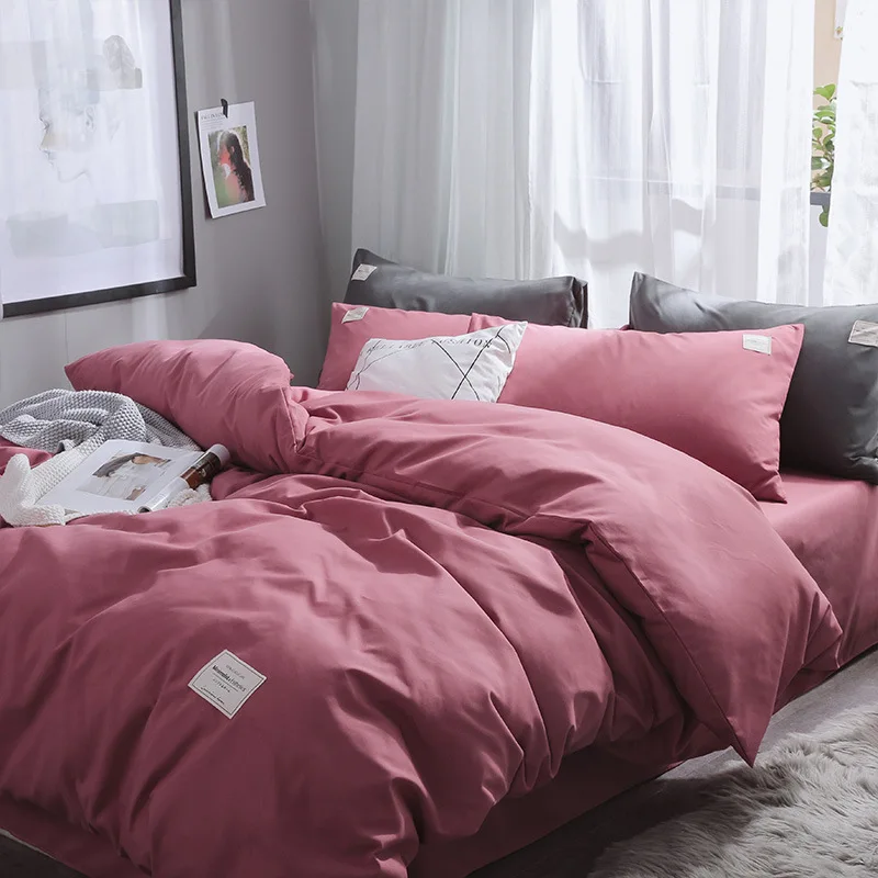 Простой однотонный Комплект постельного белья для дома современное постельное