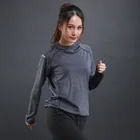 Осенняя Женская Спортивная футболка для тренажерного зала, повседневные облегающие Топы с длинным рукавом, футболки, эластичная дышащая быстросохнущая куртка с капюшоном для фитнеса