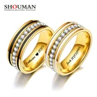Обручальное кольцо SHOUMAN для влюбленных из нержавеющей стали с цирконом, 8 мм, обручальное кольцо для женщин и мужчин, индивидуальная гравировка имени, очаровательные ювелирные изделия для пар