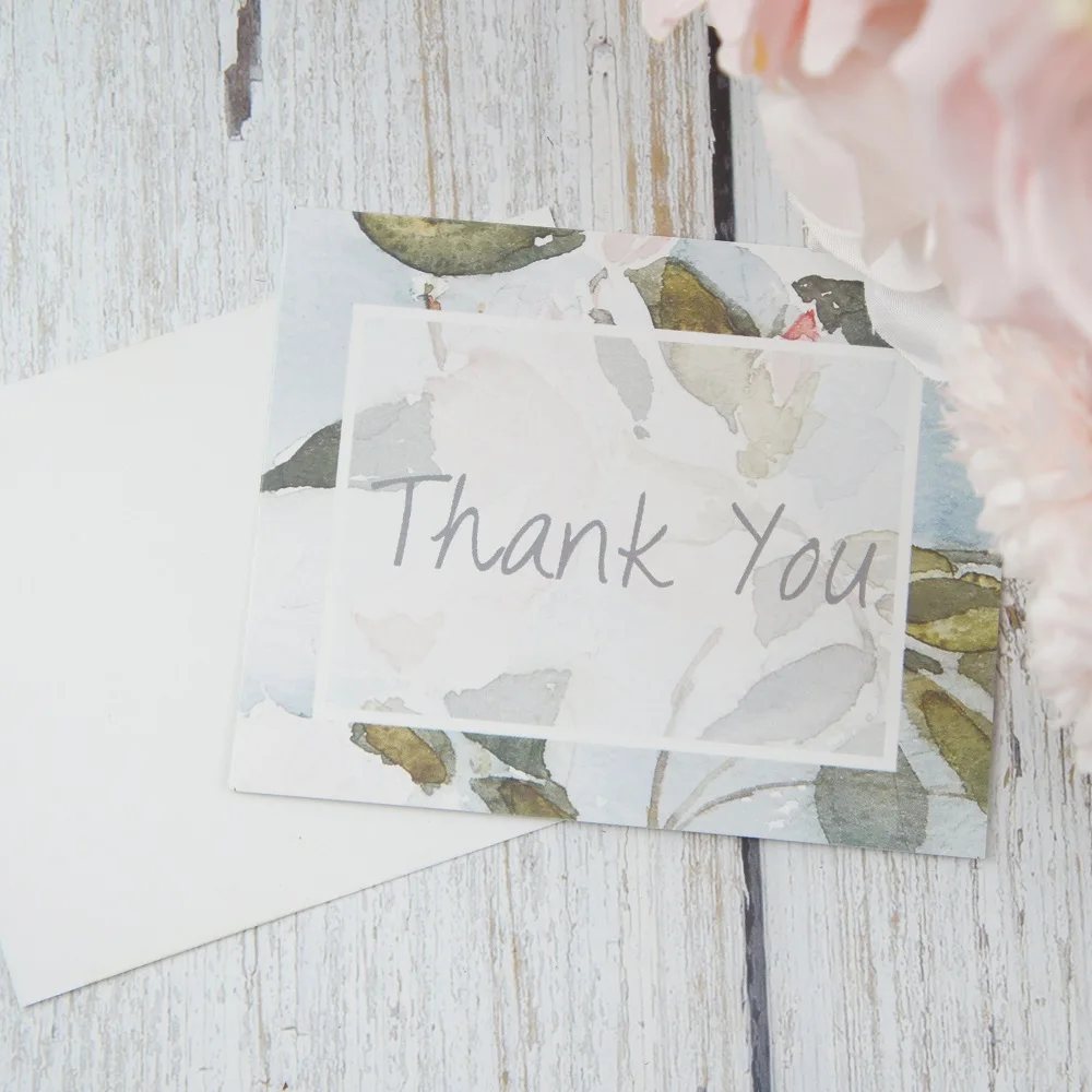 Многофункциональные мини-открытки с изображением цветов 50 шт. благодарим вас