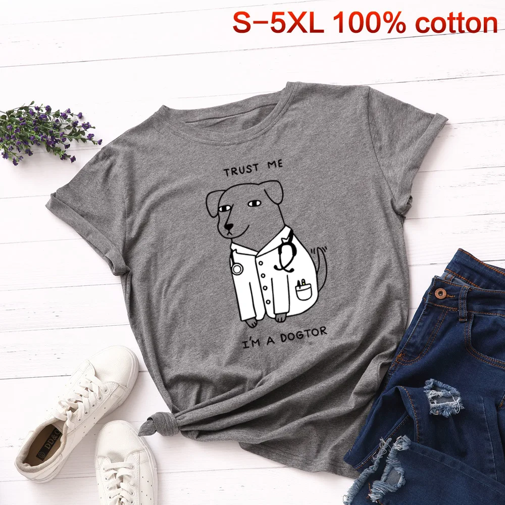 Женская футболка 100% хлопок с рисунком милой собаки футболки коротким рукавом