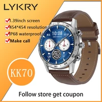 lykry kk70 smart watch 1 39 inch screen 454454 bluetooth compatible call ip68 dt70 men watch heart rate watches for ios android
