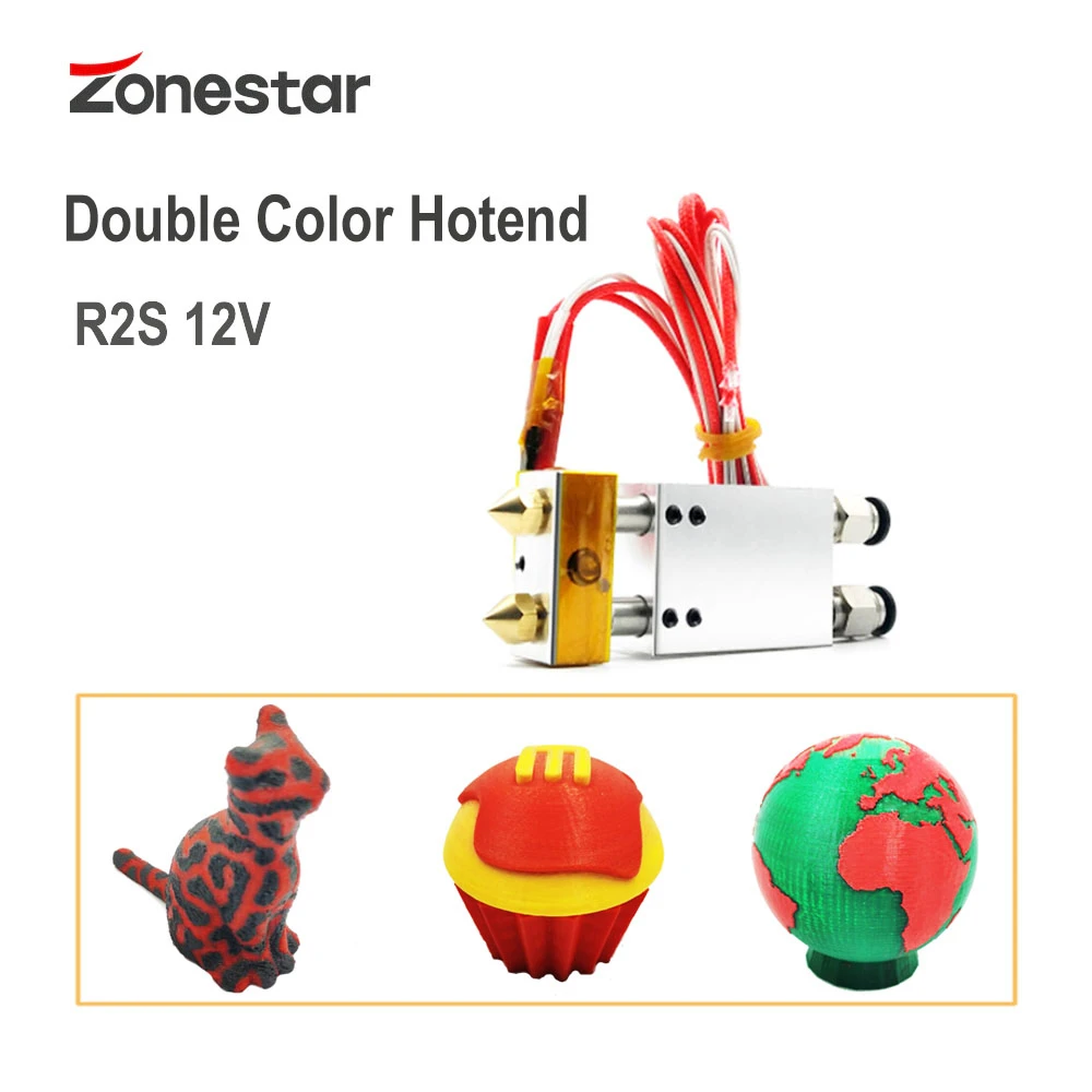 ZONESTAR R2S двойной Hotend 2 в 1 3D принтер Часть Extrusor сопло принтера 0 4 мм нить 75 J head|Детали