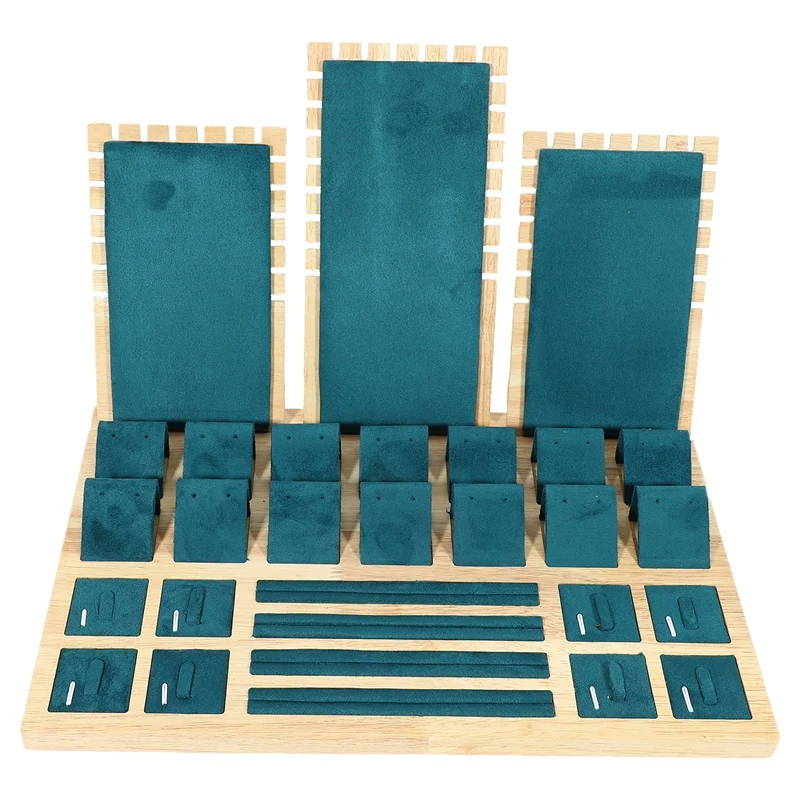

European Style Jewelry Stand Flannel Leather Bamboo Wood Display Stand Jewelry Necklace Bracelet Ring Jewelry Storage