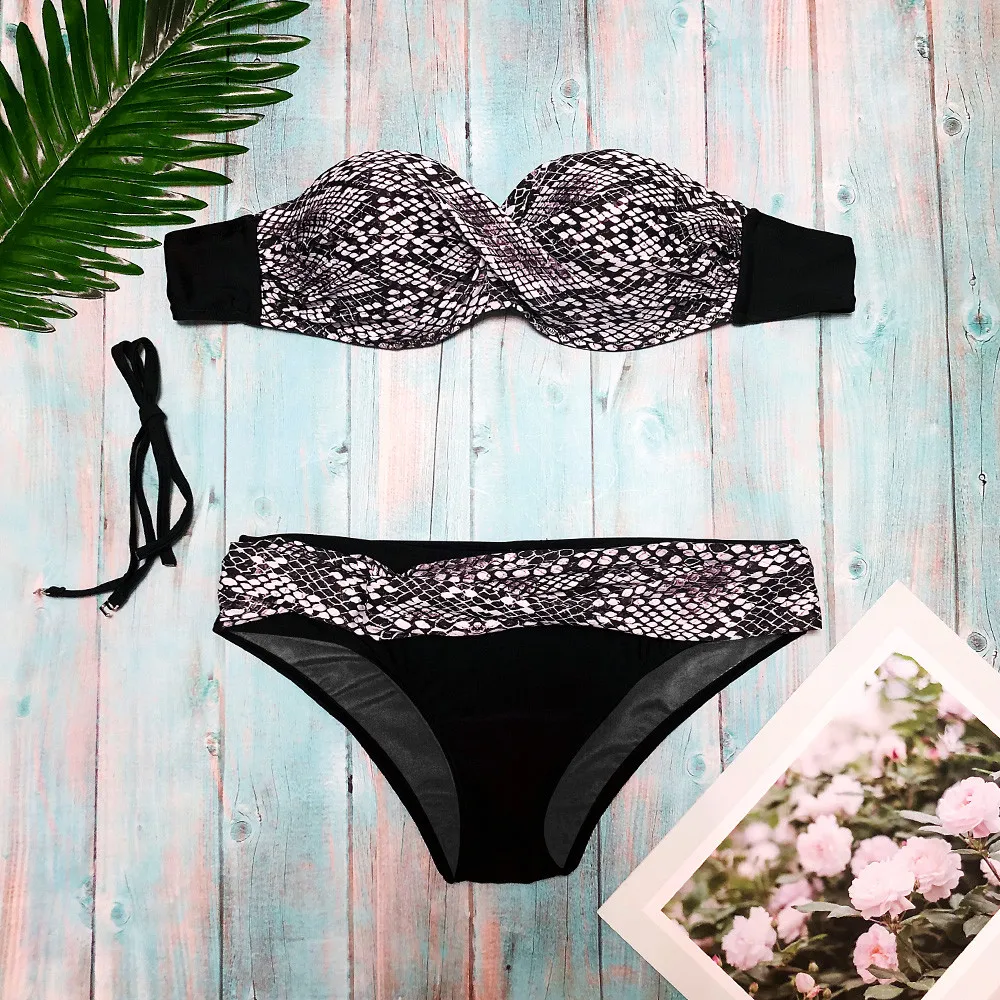 

63# Women's Swimwear 2021 Women Swimwear Beachwear Gradient Print 2 Pieces Bikini Swimsuit Bathing Suit Women Leopard Beachwear