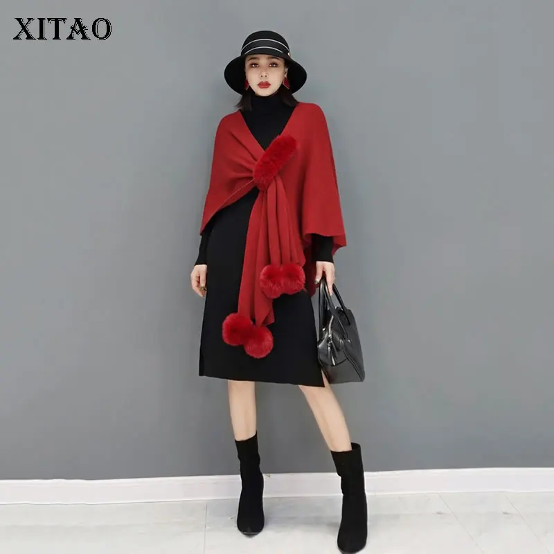 

XITAO, женские, новые, пончо, одноцветные, плюшевые, зимние, сохраняющие тепло, шаль, короткая, простая, темпераментная, универсальная, 2021, WLD6560