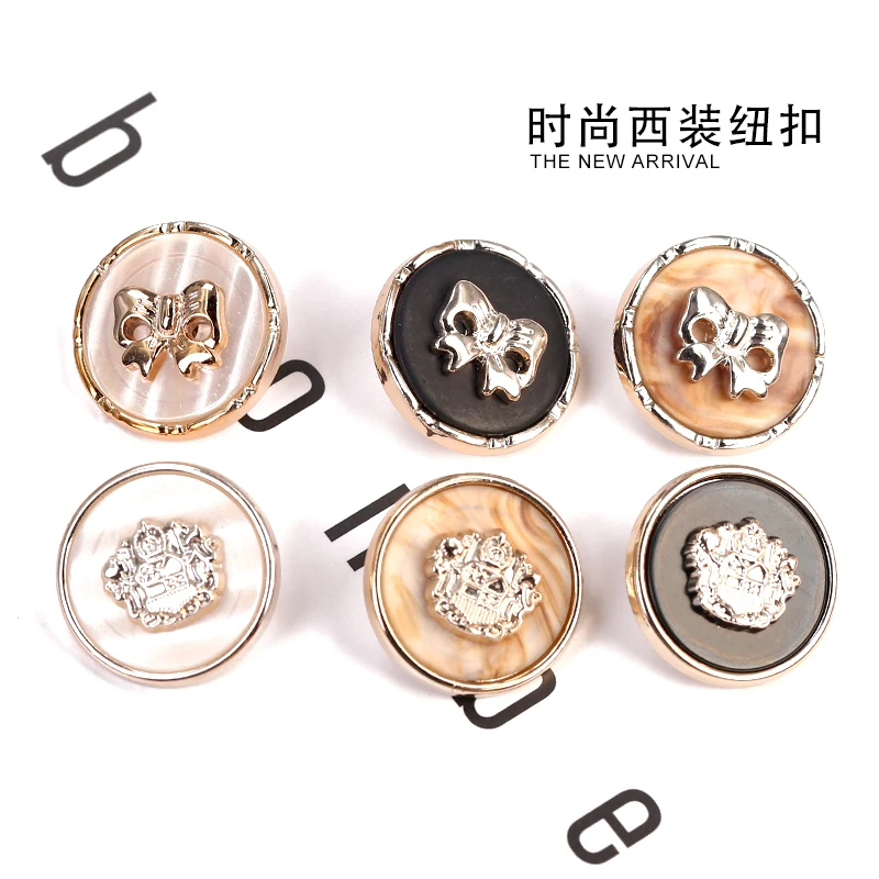 6 шт. Золотые пластиковые пуговицы для одежды костюм Женское пальто Декоративная