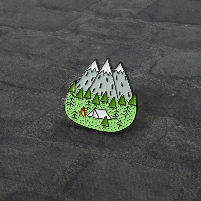 Горный лес брошь-булавка для палатки изучения природы эмалированная булавка