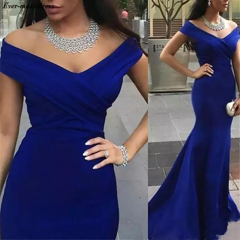 

CloverBridal In Stock Size US2-US26W Mermaid Royal Blue Prom Gown 2021 V Neck Evening Dress robe de soirée de mariage DH9481