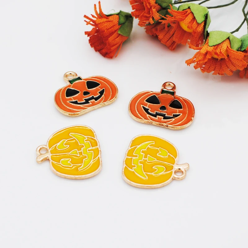 20 шт./лот эмалированные Подвески в виде тыквы на Хэллоуин золотой цвет кулон
