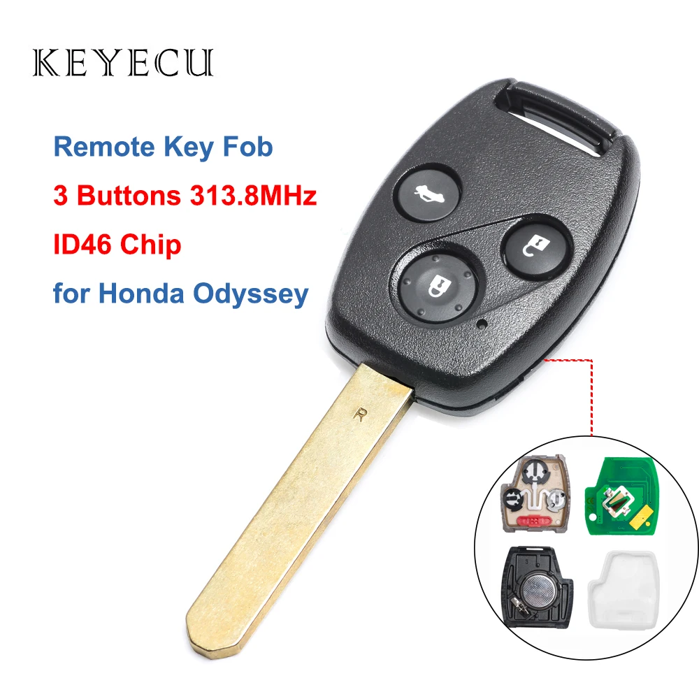 Keyecu для Honda Odyssey 2003 2004 2005 2006 2007 3 кнопки 313 8 МГц ID46 дистанционный брелок
