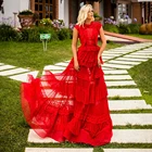 UZN темно красное кружевное длинное платье для выпускного вечера Кепки кофта с длинными рукавами, круглым вырезом, а-силуэта, вечернее платье горячая Распродажа вечерние платье Vestido De Noche