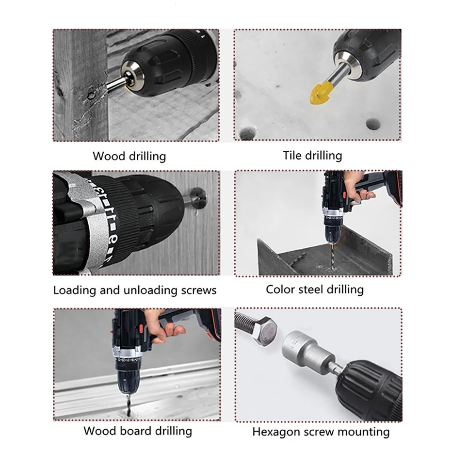 Electric Screwdriver Cordless 18V Mini Portable Electric Drill Lithium Battery Operated Rechargeable Power Tools HOME DIY