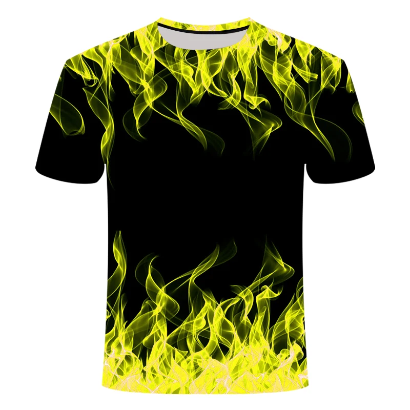 3d футболка черная футболка Повседневный Топ Camiseta Streatwear с коротким рукавом Ткань Синий Красный пламенный модная летняя футболка мужская футболка