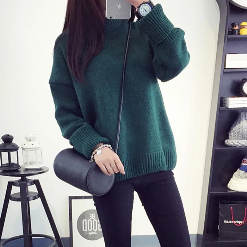 Осенне-зимний пуловер с высоким воротником плотный свитер куртка однотонный