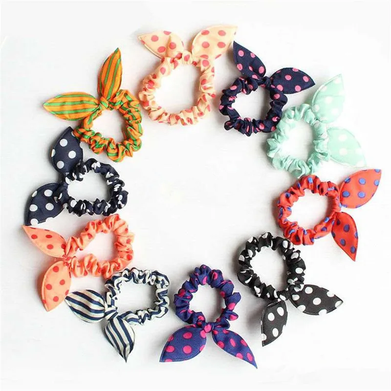 

20Pcs Fashion Elastic Hair Bands Rabbit Ears Headband Children Floral Rubber Scrunchie Ponytail Holder Girls Hair Accessories