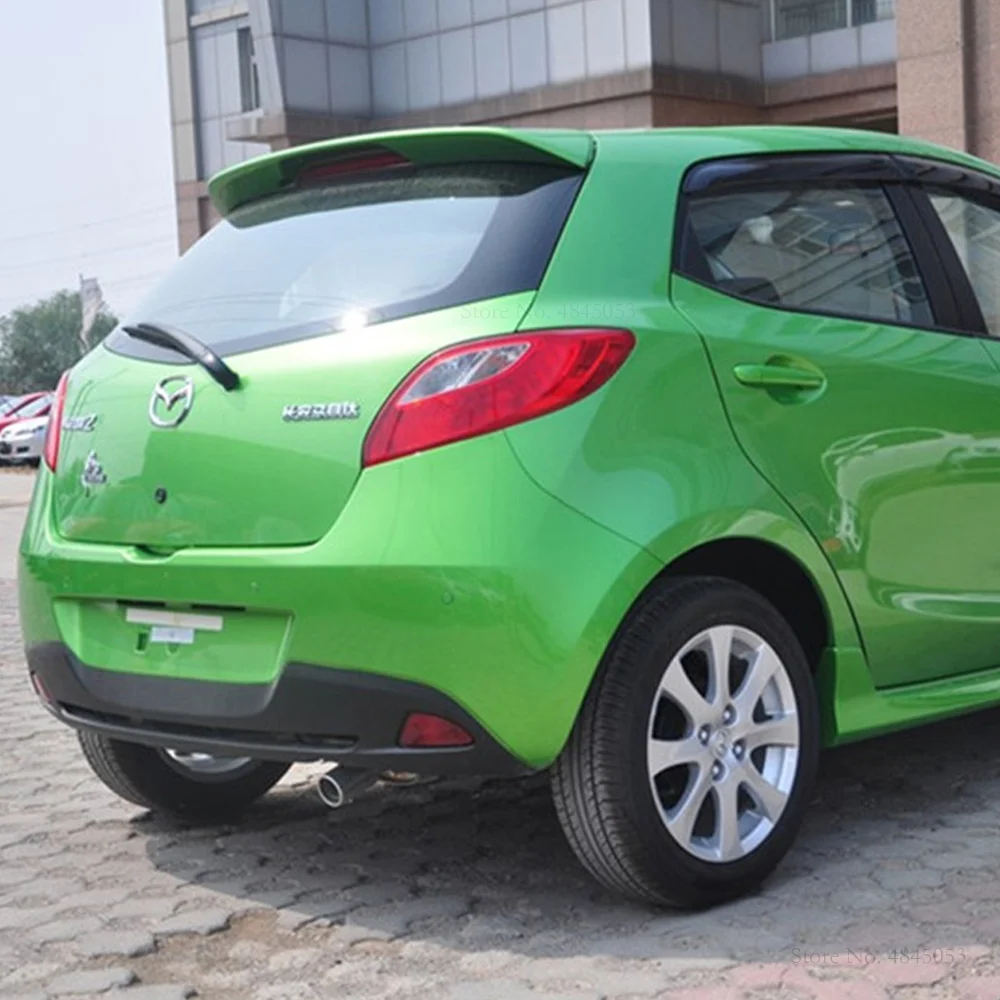 Для Mazda 2 Hatchback 2007-2013 Черный спойлер высокого качества ABS Материал заднее крыло