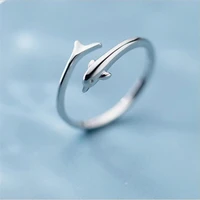 hot popular fashion cute animal silver plated jewelry personality dolphin fish exquisite opening silver rings r021