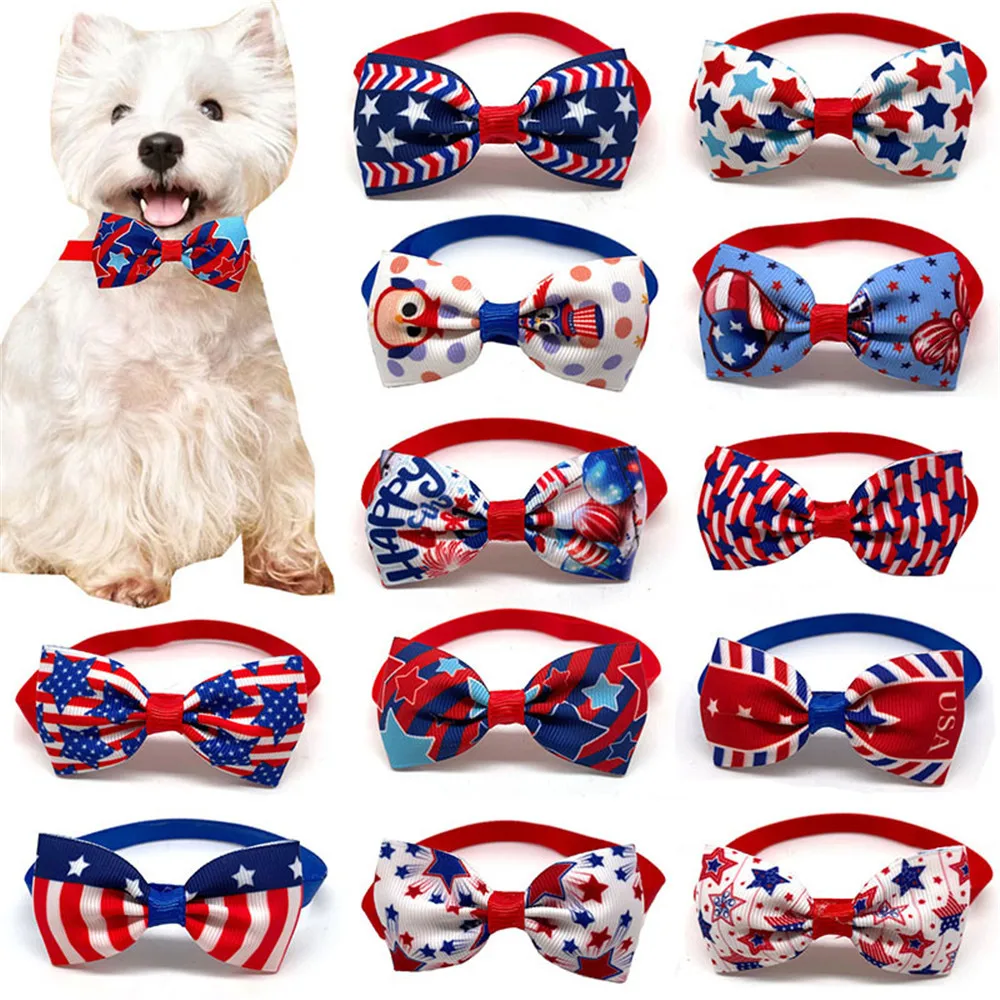 50 шт. 15 цветов День независимости США яркий галстук-бабочка в виде кота и собаки с