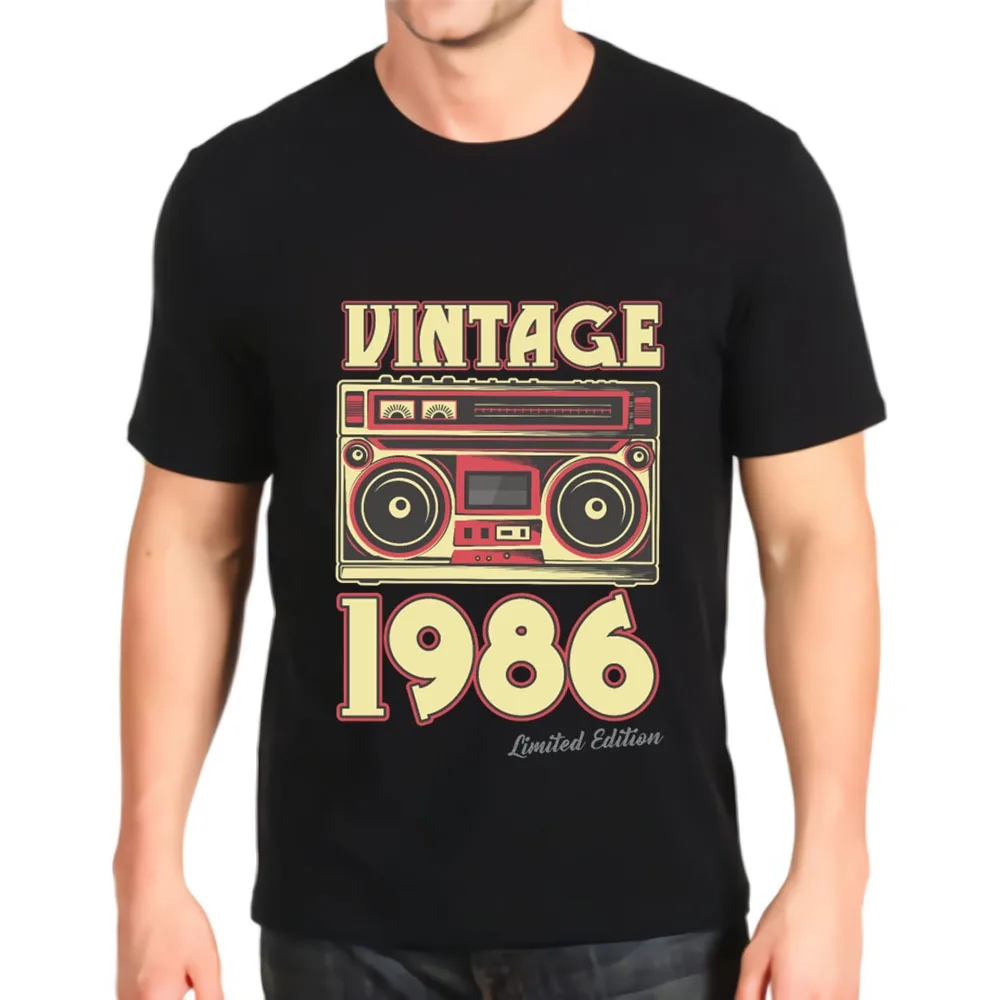

Graphic new kawaii t shirt classic 34th birthday gift cassette 1986 mens harajuku anime best seller Top mens T-shirt