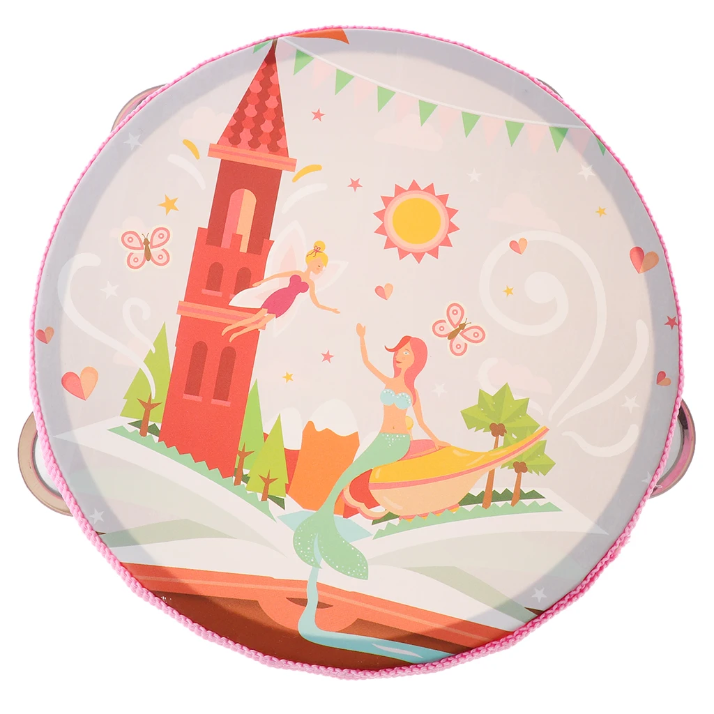 

Tambourine Toy Animals Small Tambourine Drum for Kids Wood Tambourines Drum Bell Toy