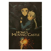 anime howls moving castle kraft paper poster home room bedroom wall decoration painting core 50 5x3cm