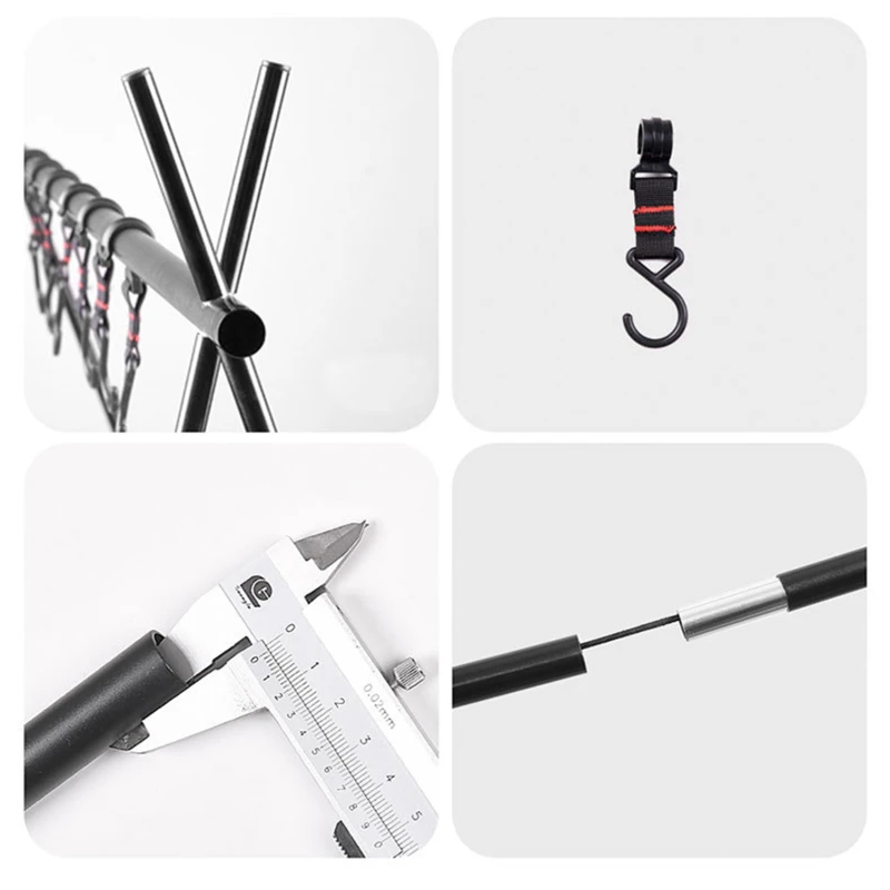 

Lightweight Outdoor Folding Camping Shelf Aluminum Alloy Clothes Storage Hanger Cookware Eequipment Hanging Rack Triangle Rack
