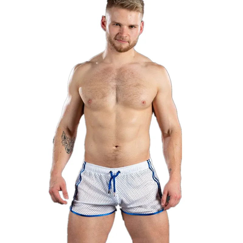 Мужские шорты для фитнеса и бодибилдинга сетчатые дышащие быстросохнущие модные