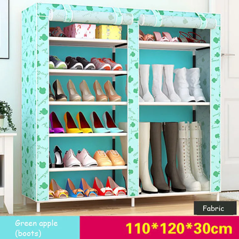 Green apple (boots) Двухрядный шкаф для обуви, модный нетканый материал, большой стеллаж для обуви, органайзер, съемное хранение обуви для домашней мебели - Цвет: Green apple (boots)