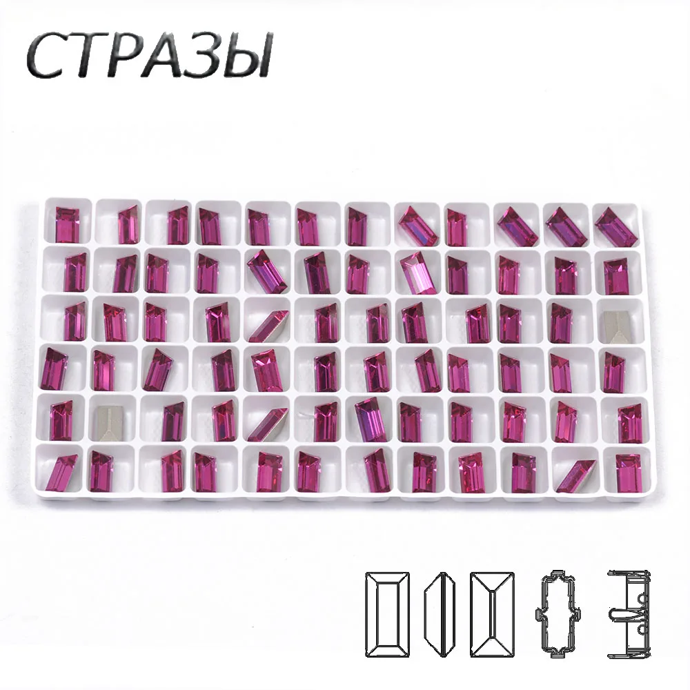 

CTPA3bI Charming Fuchsia Color Glass Stone Pointback Sew On Crystal Rhinestones Jewels Beads Button DIY Garment Bags Accessories