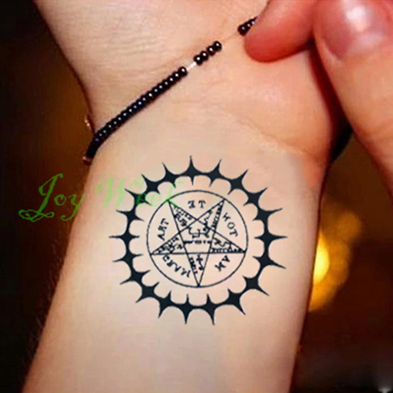 Водостойкая Временная тату наклейка черный Батлер символ контракта компас аниме