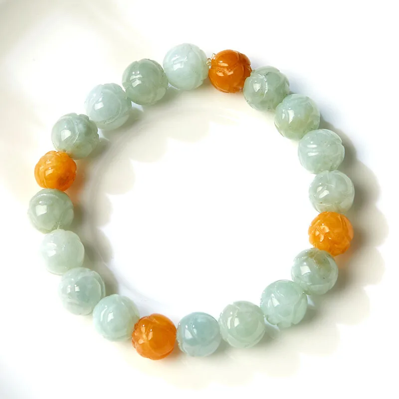 Браслет из нефритовых камней жадеит Изумрудный Лотос бусины шарм ювелирные