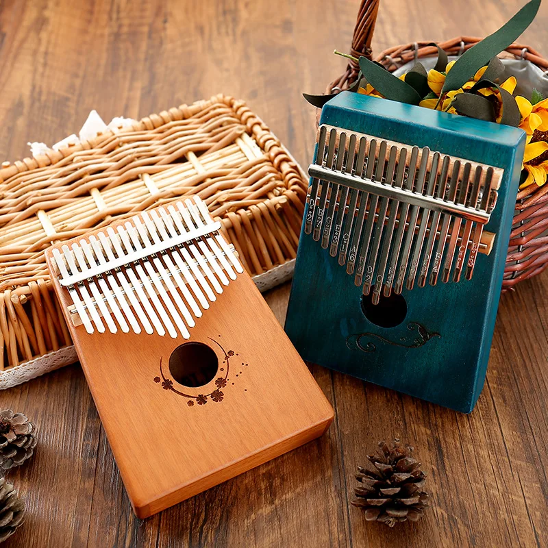 

Kalimba 17 Key Wooden Thumb Piano Gecko Musical Instrument Gift with Accessories Full Solid Wood Mini Kalimba