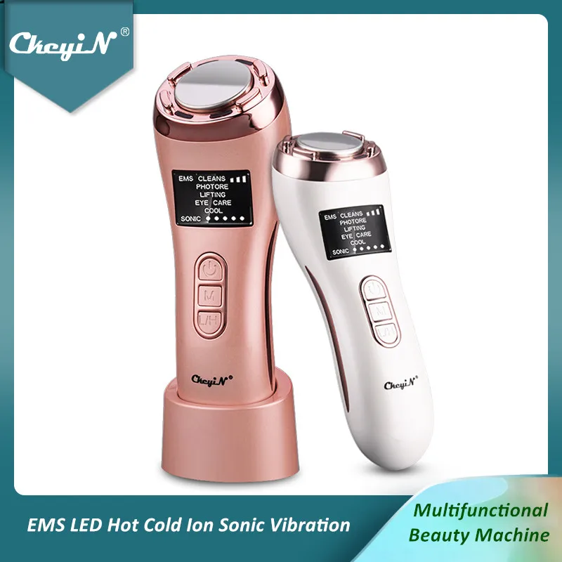 CkeyiN-masajeador Facial EMS LED frío y caliente, vibración Sónica, Lifting Facial, limpieza antienvejecimiento, hidratante, herramienta de belleza para el cuidado de la piel 48