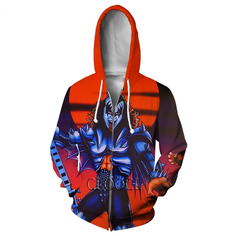 

Men's and Women's Zipper Casual Hoodie, Hip Hop Rock Top, Metal, 3D Printing, Harajuku Fashion, 2021