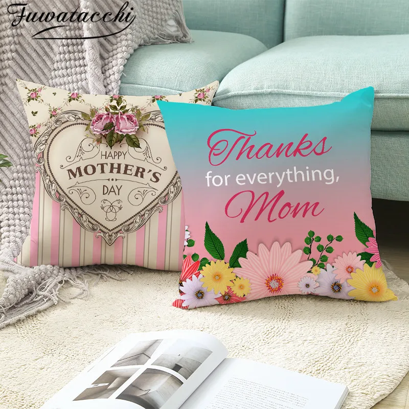 Чехол для подушки Fuwatacchi Happy Mother Day с буквенным принтом розовый чехол цветочным