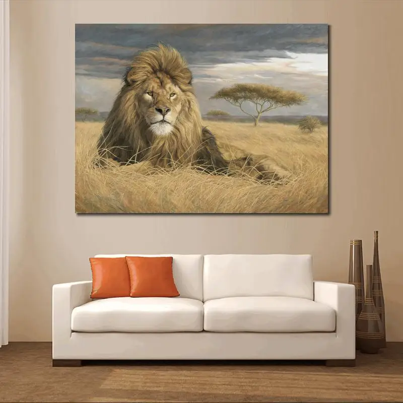 Украшение на стену живопись маслом ландшафты Дикая Африка король гордость Лев