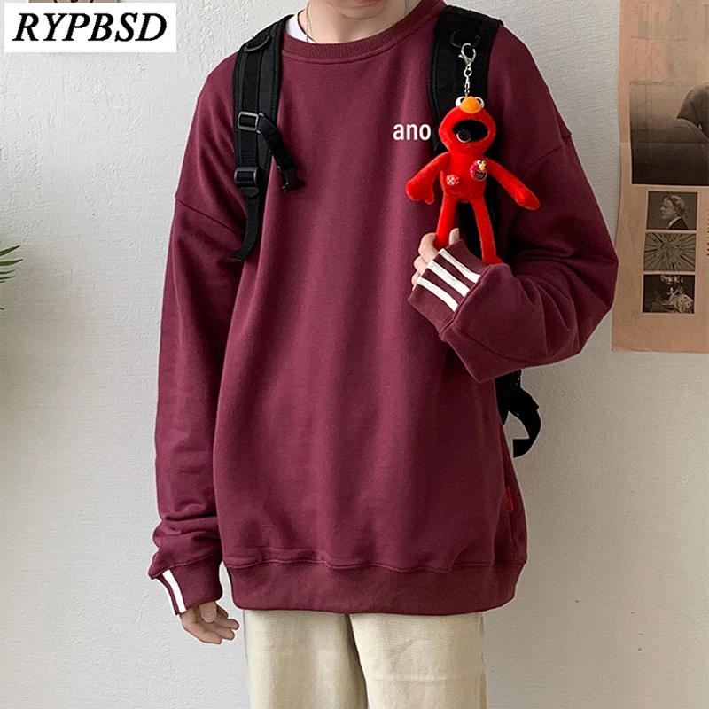 Корейская мужская мода Круглый Вырез Свободный оверсайз Толстовка Harajuku