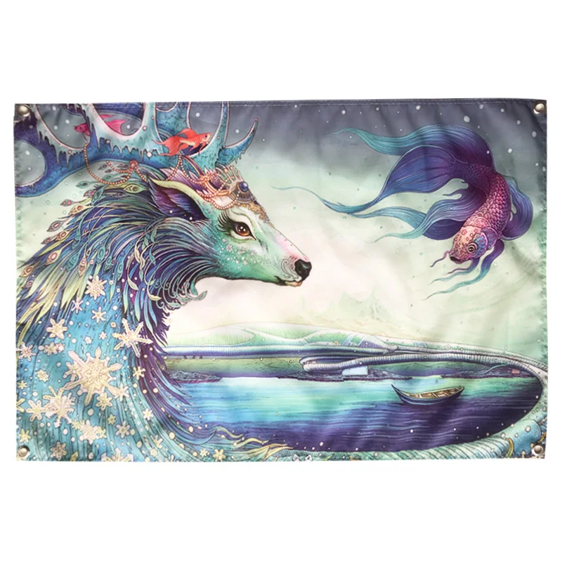 Тату-баннеры с оленем золотой рыбкой гобелен ретро-постер настенная наклейка