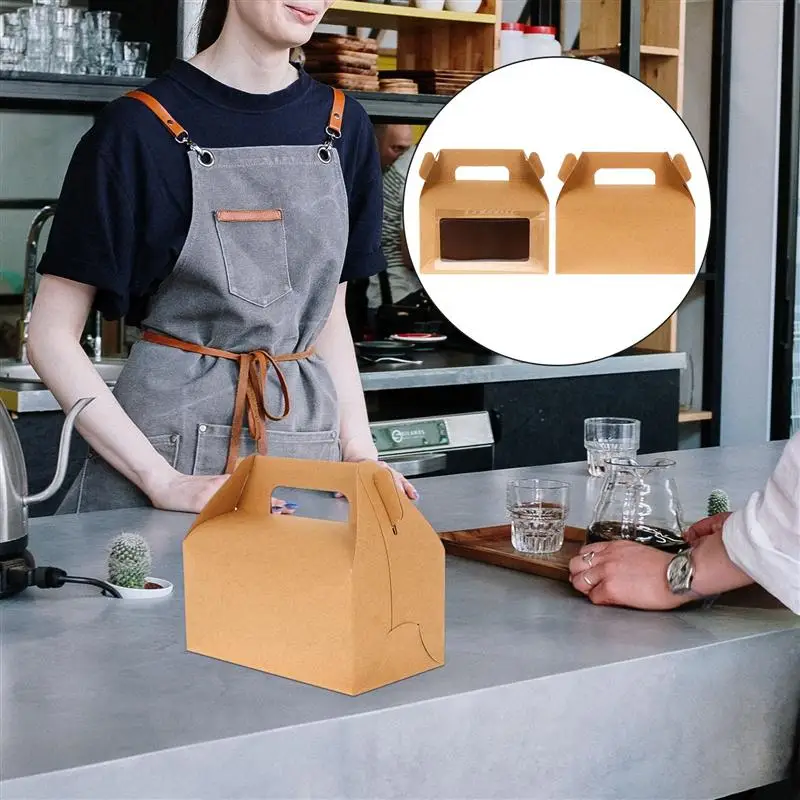 

20pcs Portable Cake Boxes Kraft Paper Cake Packaging Organizers Cake Cases
