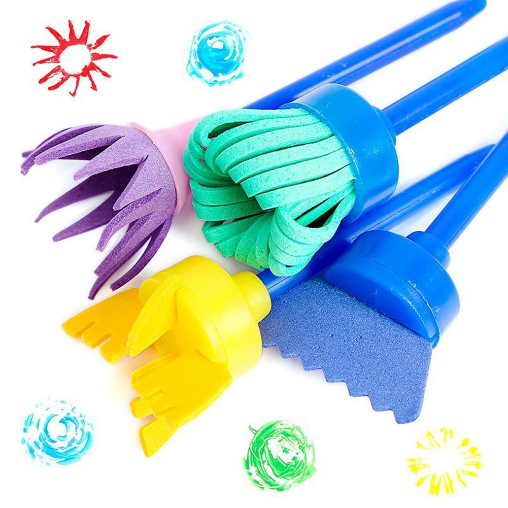 

4pcs Kindergarten Early Educational Toys Paint Brush Set Sponge Brushes Kit for Kids Colorful Oil Painting Graffiti