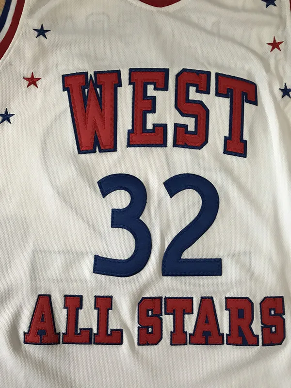 32 магический Джонсон 1983 All Star West белый баскетбольный Джерси сшитый под заказ