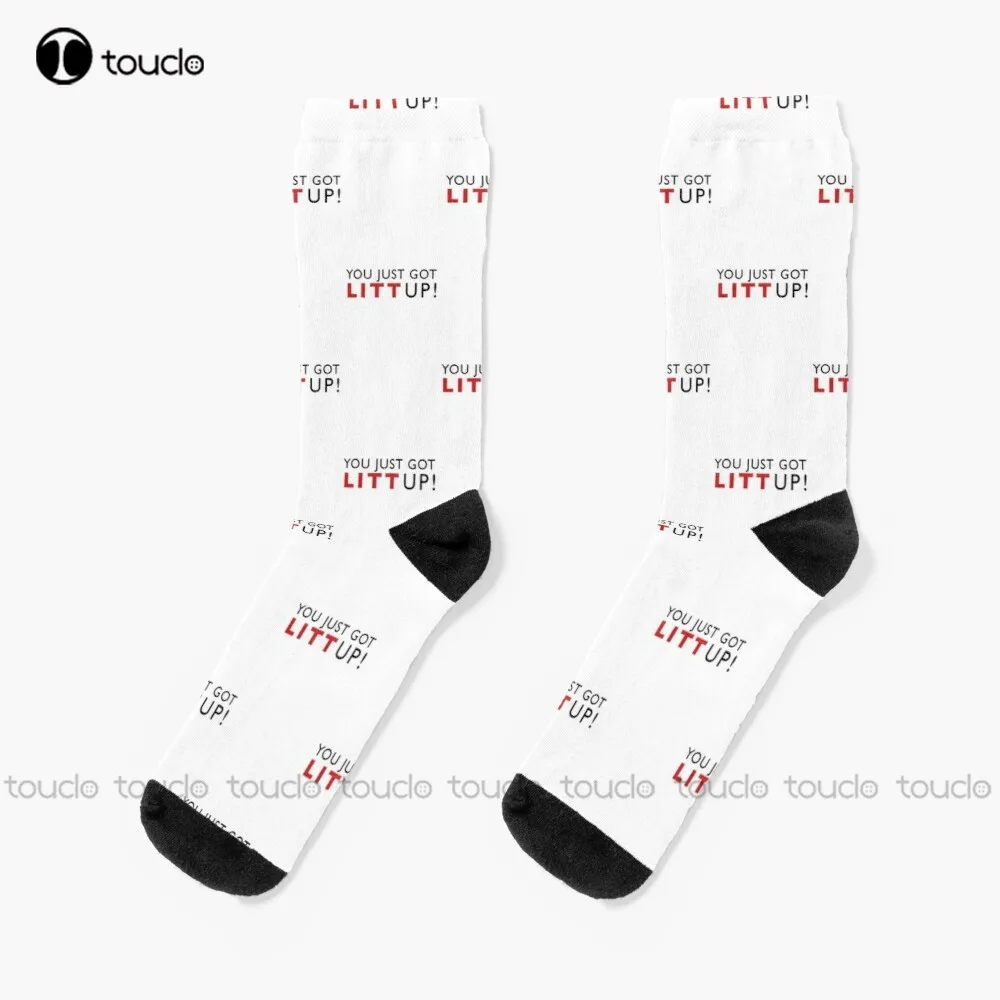 

Suits You Just Got Litt Up Socks Novelty Socks For Women Christmas New Year Gift 360° Digital Print Personalized Custom