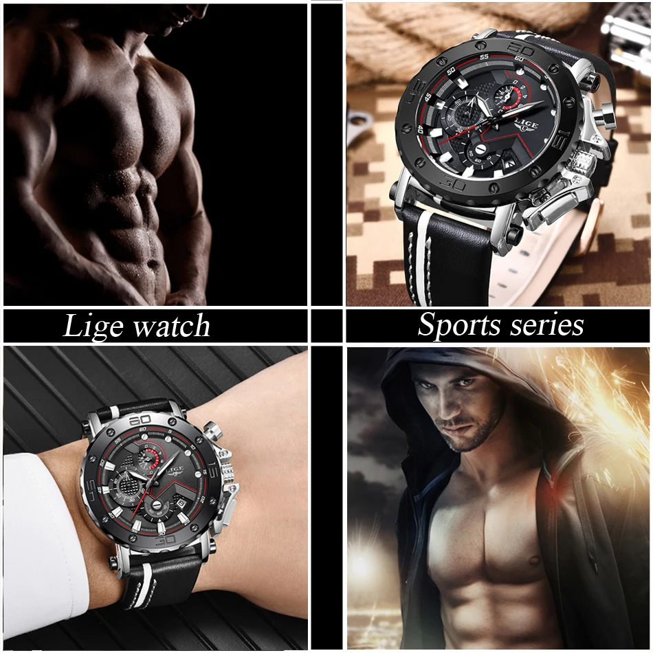 New Fashion Watch Men LIGE Top Brand Sport Watches Mens Quartz Clock Man Casual Military Waterproof WristWatch Relogio Masculino