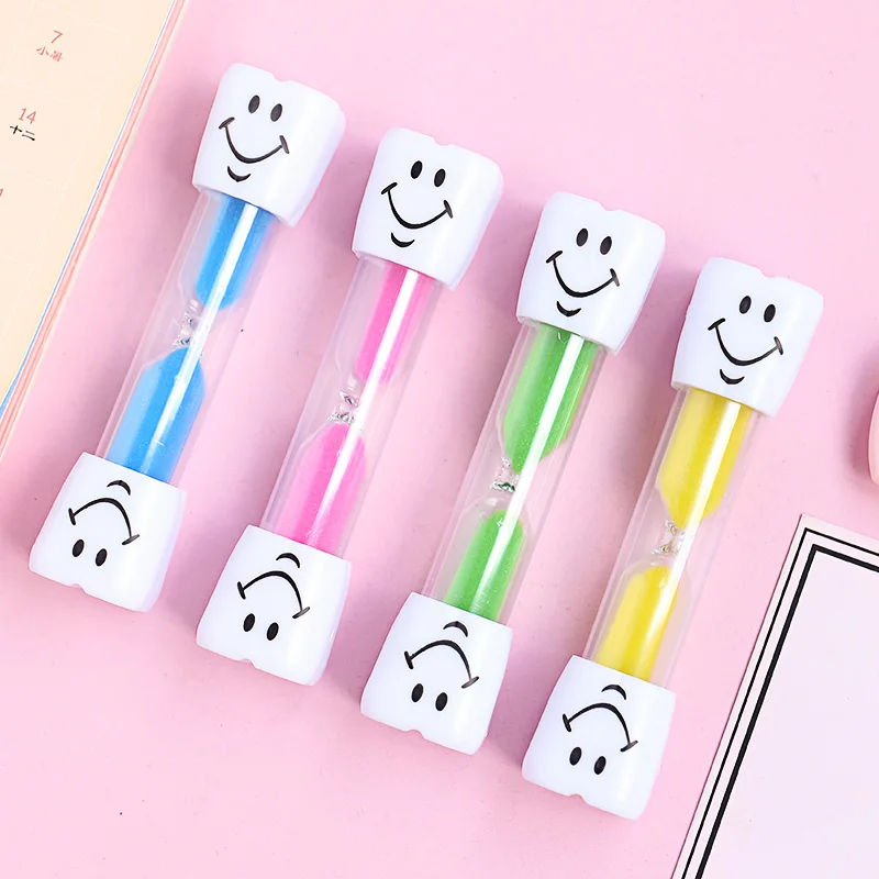 

3 Minute Hourglass Smiling Face Sandy Clock Children Kids Brushing-Teeth Timer Toy